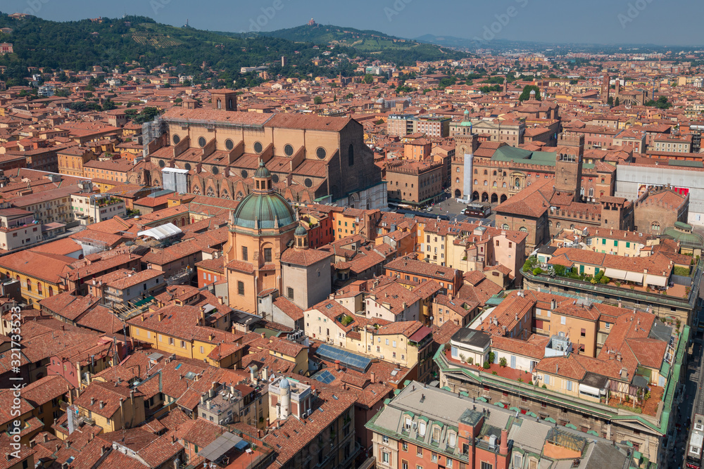 Aerial view of Bologna, Italy.