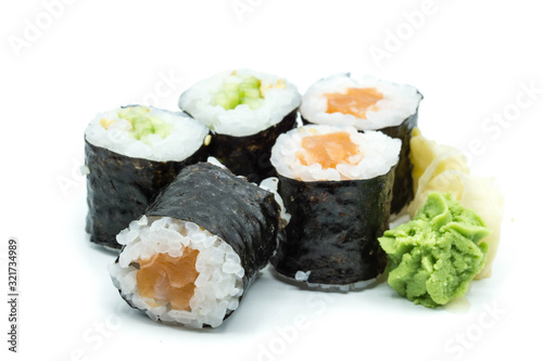 sushi on white background