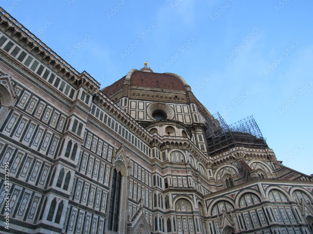 View of the Florence Cathedral under construction in Italy