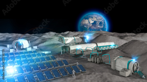 Leinwand Poster Lunar base, spatial outpost