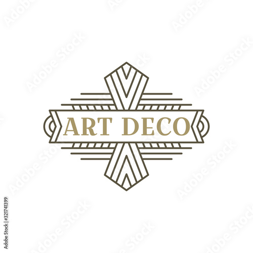 Art deco logo. Vintage label design. Retro badges. Vector image.