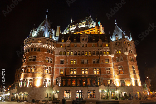 Historic 1893 Chateau Frontenac in Quebec City, Canada, UNESCO World Heritage Site and National Historic Site of Canada