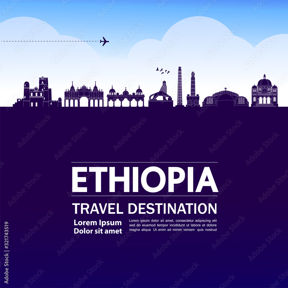 Ethiopia travel destination grand vector illustration. 