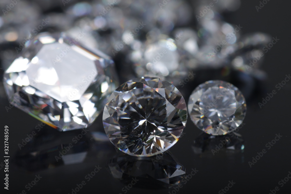 Close up shot of beautiful brilliant crystal zirconia diamond beads for jewelry Close up shot of beautiful brilliant crystal zirconia diamond beads for jewelry