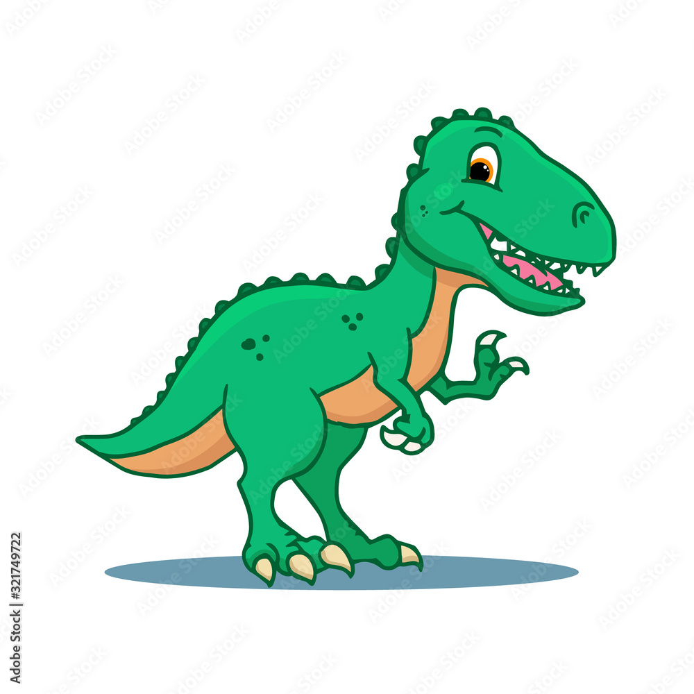 Cute Cartoon Dinosaur - T-rex tyrannosaurus rex. vector Stock Vector |  Adobe Stock