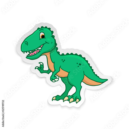 Cute Cartoon Dinosaur - T-rex tyrannosaurus rex. Vector