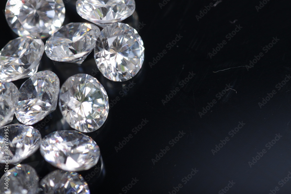 Close up shot of beautiful brilliant crystal zirconia diamond beads for jewelry Close up shot of beautiful brilliant crystal zirconia diamond beads for jewelry