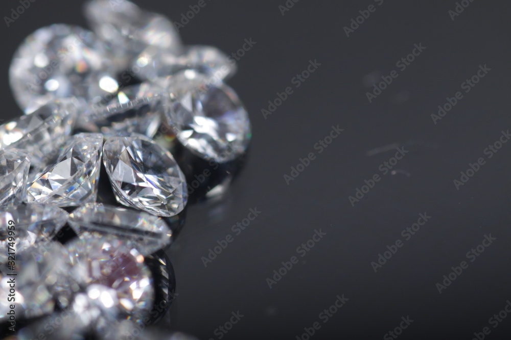Close up shot of beautiful brilliant crystal zirconia diamond beads for jewelry Close up shot of beautiful brilliant crystal zirconia diamond beads for jewelry