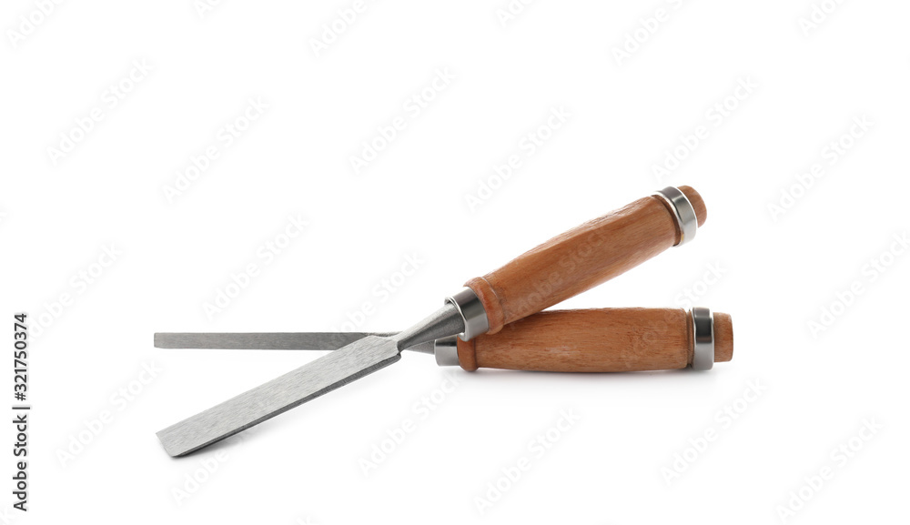 Modern chisels isolated on white. Carpenter's tools Modern chisels isolated on white. Carpenter's tools