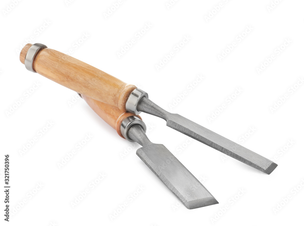 Modern chisels isolated on white. Carpenter's tools Modern chisels isolated on white. Carpenter's tools