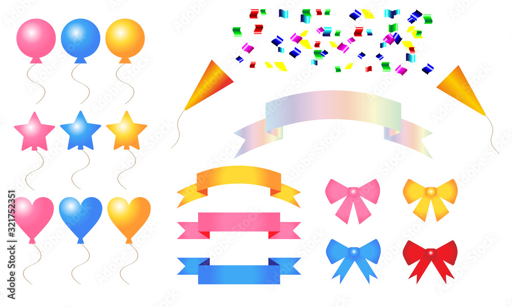 Party material colorful illustration set Party material colorful illustration set