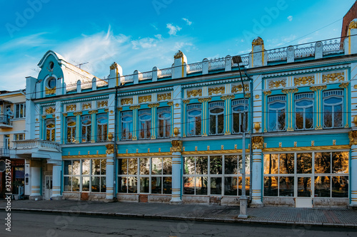 Central district of Vladikavkaz. Beautiful architecture of historical buildings