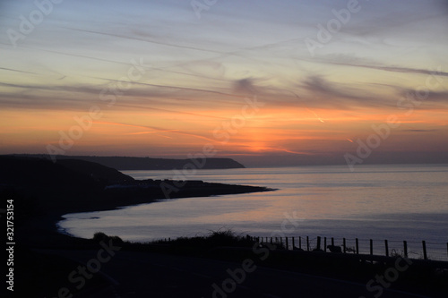 sunset over ceradigion bay photo