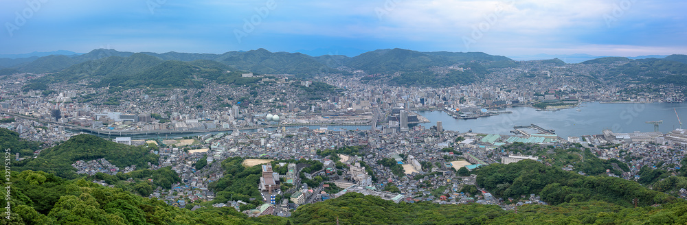 Nagasaki evening landscape from the mount Inasa