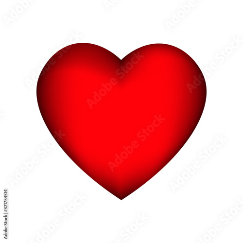 Red heart on white background, vector illustration.