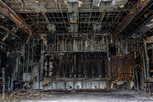 abandoned burned building