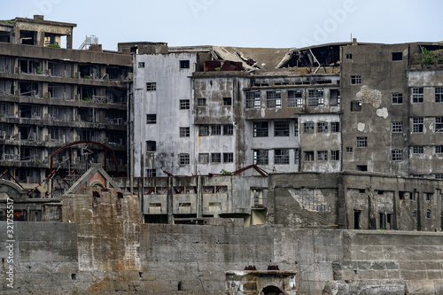 Ghost town on an abandoned island called Gunkanjima and also Hashima near Nagasaki © Godimus Michel