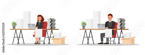 business people working in office character vector design. no49