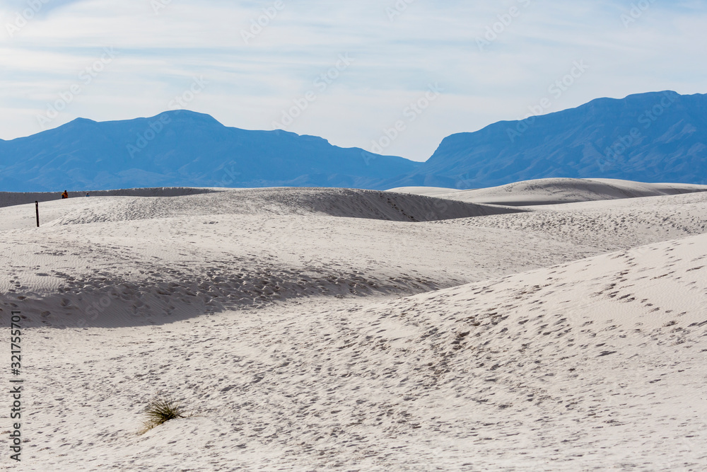 Landscape view of White Sands National Park in New Mexico during the day. Landscape view of White Sands National Park in New Mexico during the day.