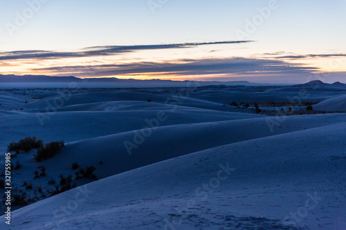 Landscape view of the sunrise in White Sands National Park near Alamogordo, New Mexico. © Patrick