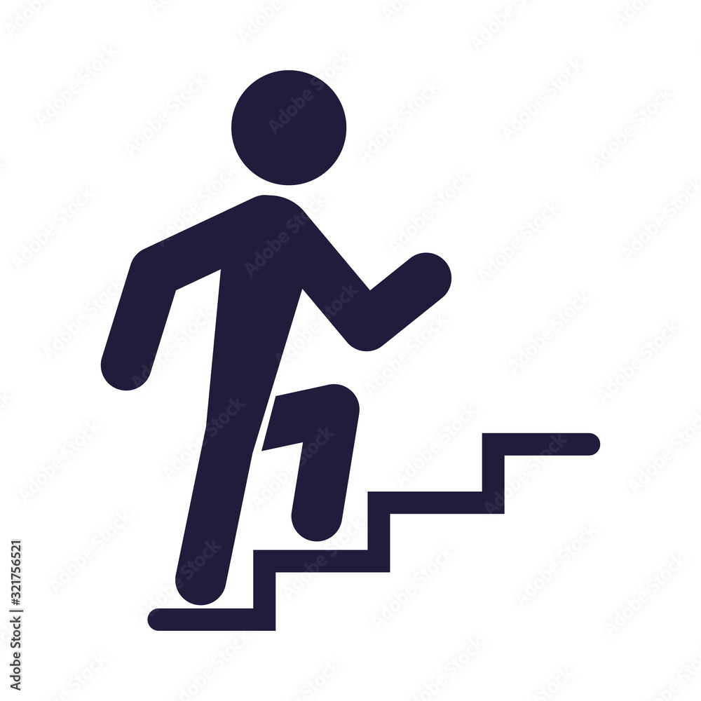 silhouette human climbing stairs signal airport icon silhouette human climbing stairs signal airport icon