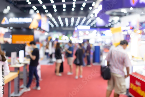 Fototapeta Abstract blur people in exhibition hall event trade show expo background