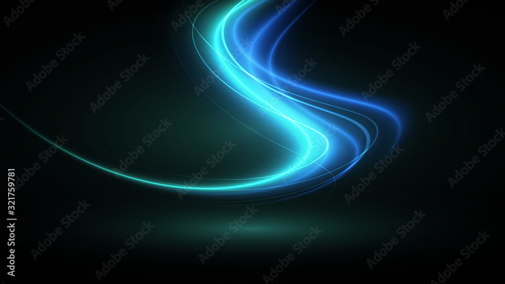 Blue wind with green neon swirl Blue wind with green neon swirl