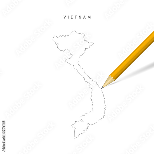 Vietnam freehand pencil sketch outline vector map isolated on white background