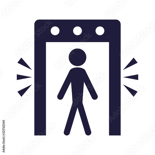 silhouette human in metal detector door
