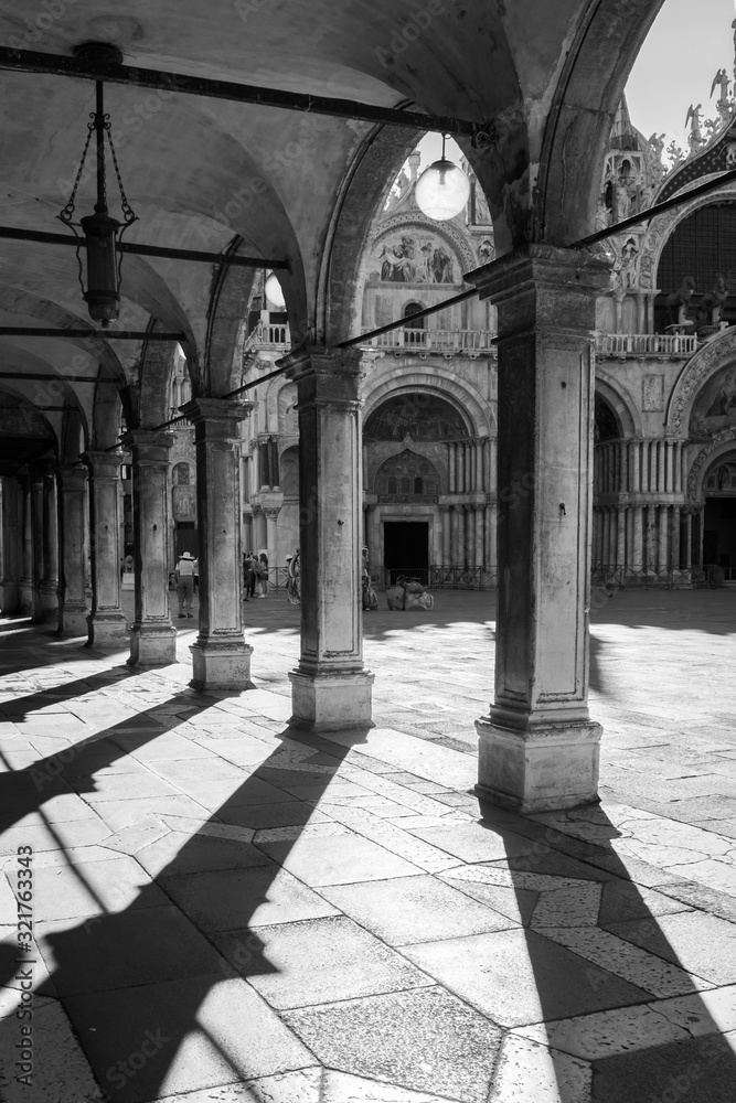 columns in black and white photo in Venice, Italy columns in black and white photo in Venice, Italy