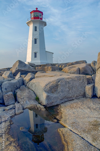 Peggy's Point Lighthouse reflection portrait photo