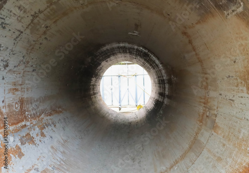 View inside big casing circle pipe