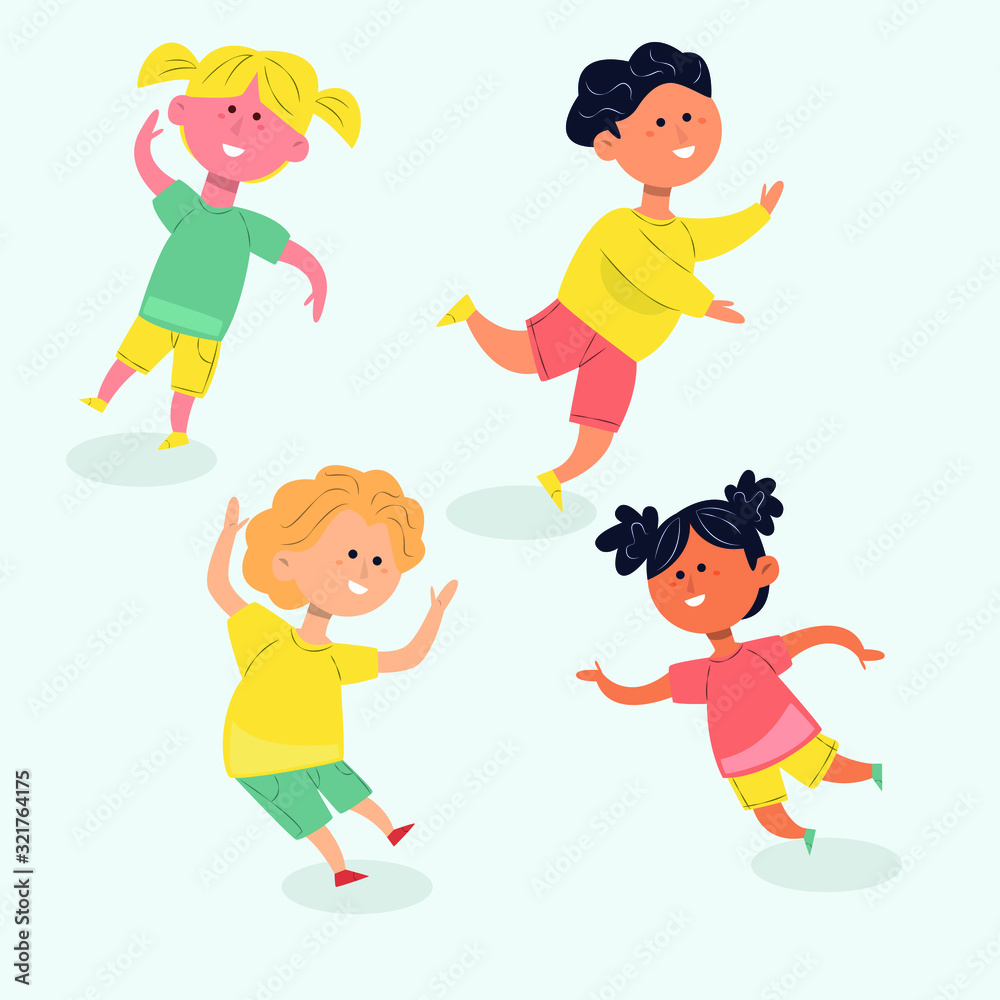 happy children illustration collection. flat design illustration happy children illustration collection. flat design illustration