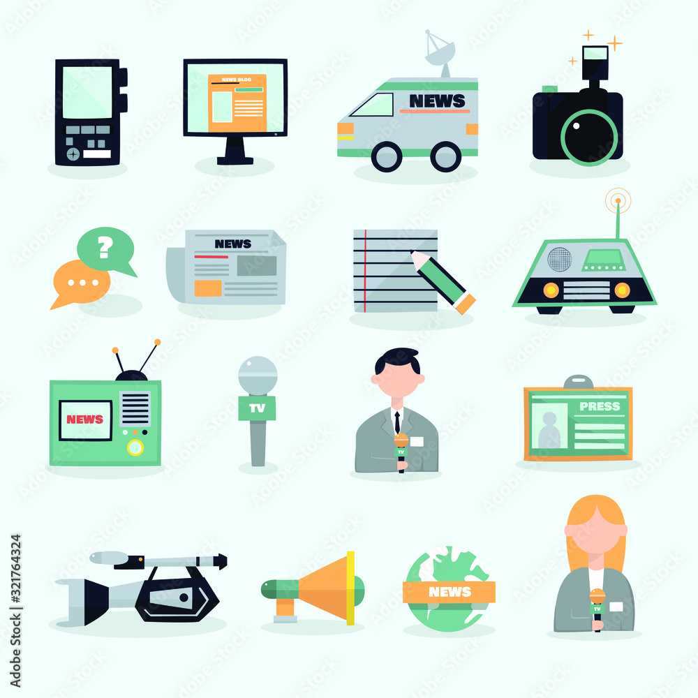 journalist icon illustration collection. flat design illustration journalist icon illustration collection. flat design illustration