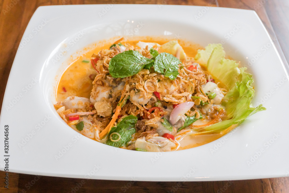 Traditional dish of freshly prepared Thai food