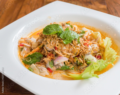 Traditional dish of freshly prepared Thai food