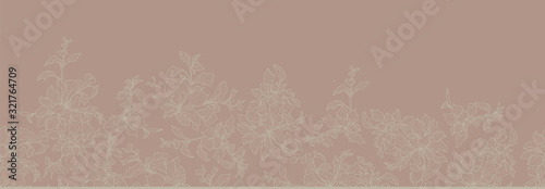 Elegant white outlined leaves repeatable border design