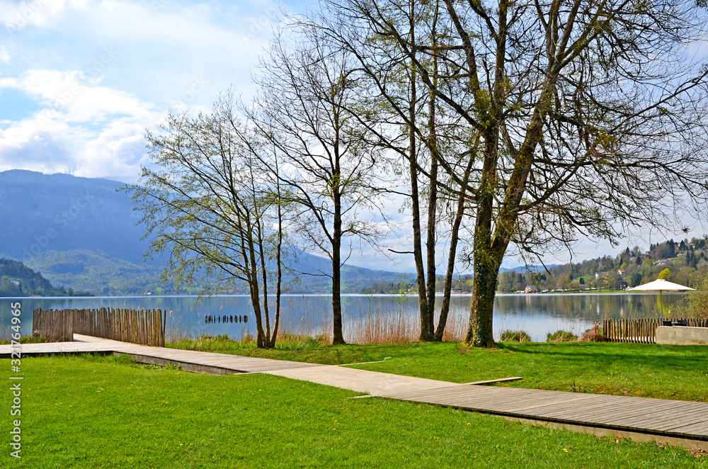 Beautiful view on Lake Aiguebelette which is the natural lake in Savoie mountains in France. It is one of the largest natural lakes in France Beautiful view on Lake Aiguebelette which is the natural lake in Savoie mountains in France. It is one of the largest natural lakes in France
