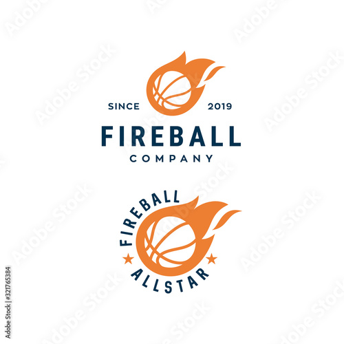 fire basketball vector logo design template