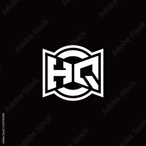 HQ logo monogram with ribbon style circle rounded design template