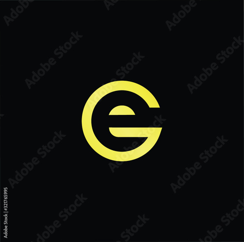 Outstanding professional elegant trendy awesome artistic black and gold color GE EG initial based Alphabet icon logo.