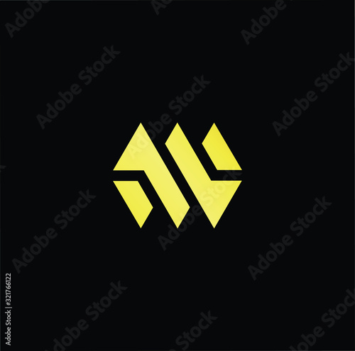 Outstanding professional elegant trendy awesome artistic black and gold color MW WM AV VA initial based Alphabet icon logo.