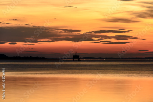 Kasumigaura lake on cloudy sunset photo