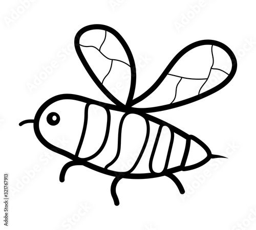 coloring for children. cute bee. black and white outline drawing by hand. Doodle style.