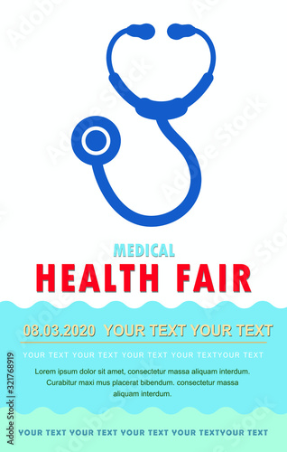 Medical Health fair poster with Stethoscope.