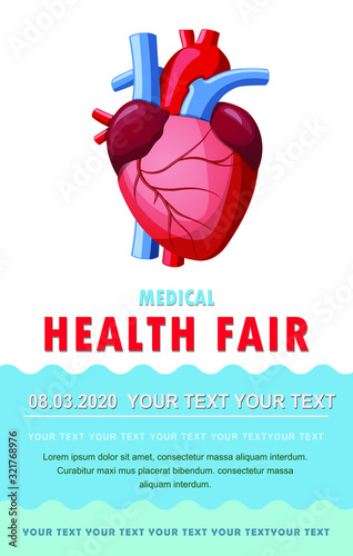Medical Health fair poster with Human heart.