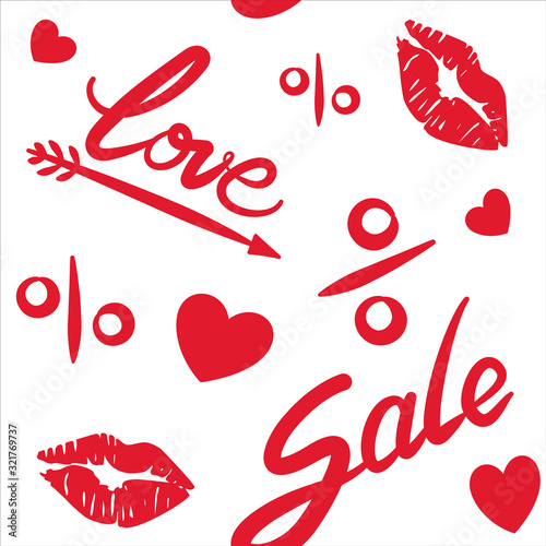 Sale and love text pattern for Valentine s day