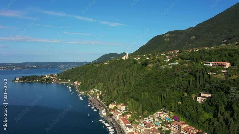 Aerial view of the coastline, the city of Toscolano Maderno, Lake Garda, Italy Aerial view of the coastline, the city of Toscolano Maderno, Lake Garda, Italy