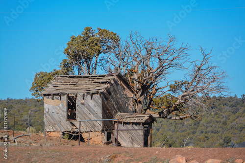 Rustic old cabin structure near Show Low, Navajo County, Arizona USA