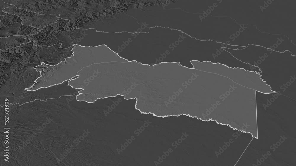 Orellana, province with its capital, zoomed and extruded on the bilevel map of Ecuador in the conformal Stereographic projection. Animation 3D Orellana, province with its capital, zoomed and extruded on the bilevel map of Ecuador in the conformal Stereographic projection. Animation 3D